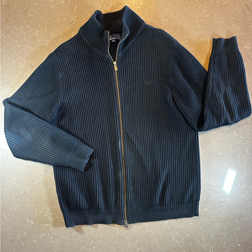 Black Ribbed Zip-Up Jacket